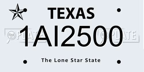1AI2500 Texas License Plate