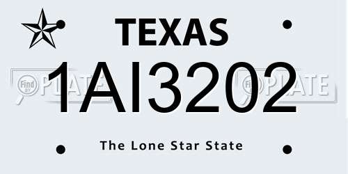 1AI3202 Texas License Plate