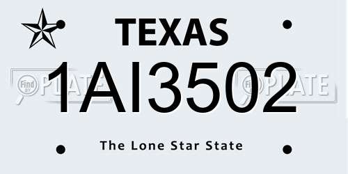 1AI3502 Texas License Plate