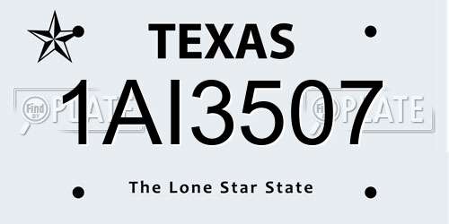1AI3507 Texas License Plate