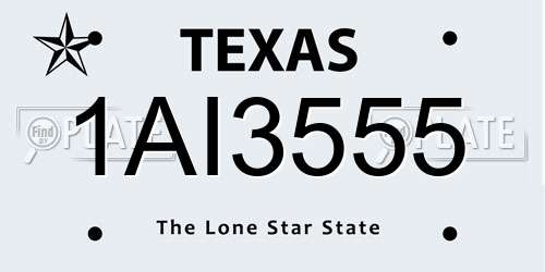 1AI3555 Texas License Plate
