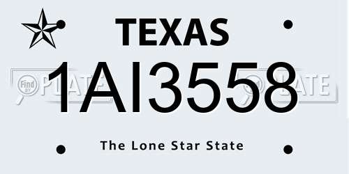 1AI3558 Texas License Plate