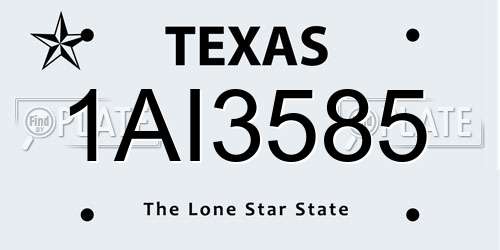 1AI3585 Texas License Plate