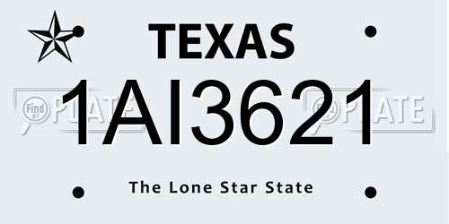 1AI3621 Texas License Plate