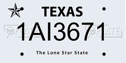 1AI3671 Texas License Plate
