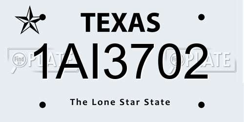 1AI3702 Texas License Plate