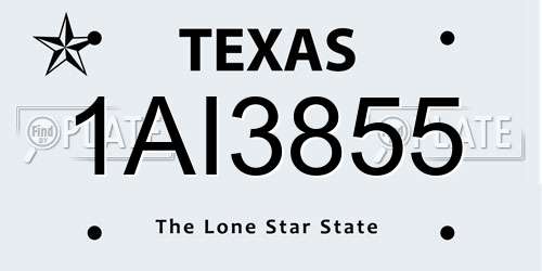 1AI3855 Texas License Plate