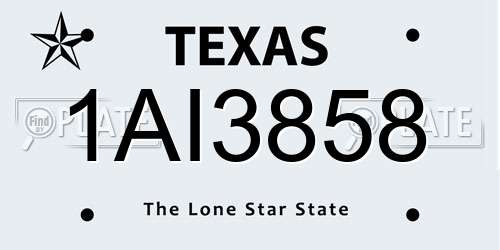 1AI3858 Texas License Plate