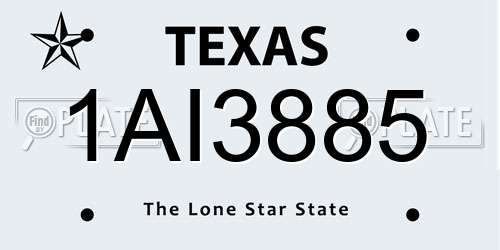 1AI3885 Texas License Plate