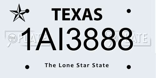 1AI3888 Texas License Plate