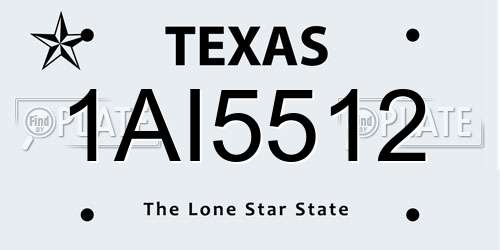1AI5512 Texas License Plate