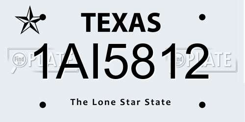 1AI5812 Texas License Plate