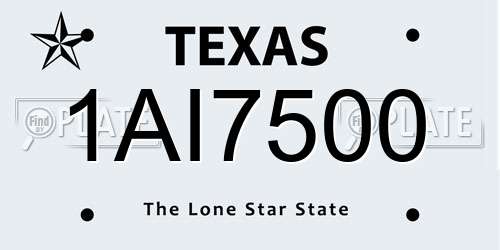 1AI7500 Texas License Plate