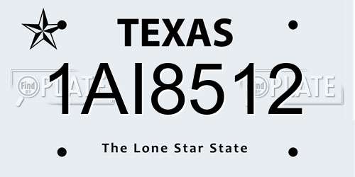 1AI8512 Texas License Plate