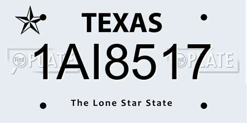 1AI8517 Texas License Plate