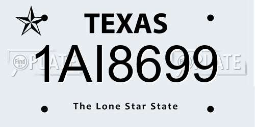 1AI8699 Texas License Plate