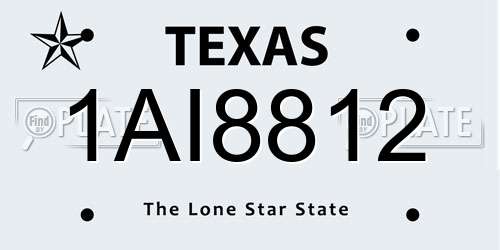 1AI8812 Texas License Plate