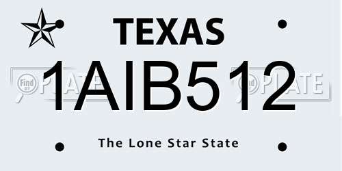 1AIB512 Texas License Plate