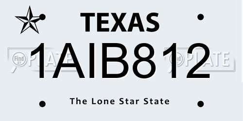 1AIB812 Texas License Plate