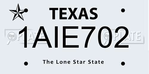 1AIE702 Texas License Plate