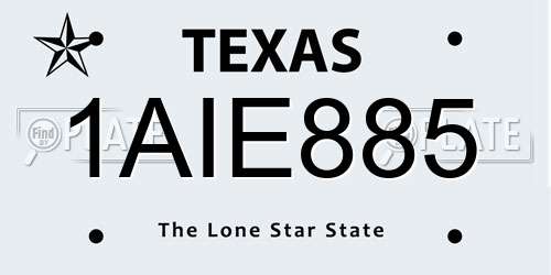 1AIE885 Texas License Plate