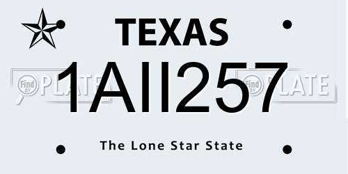 1AII257 Texas License Plate