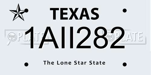 1AII282 Texas License Plate