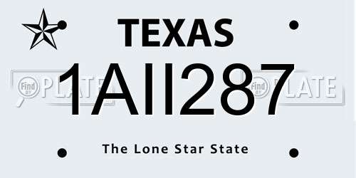 1AII287 Texas License Plate
