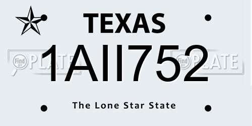 1AII752 Texas License Plate