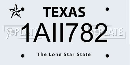 1AII782 Texas License Plate