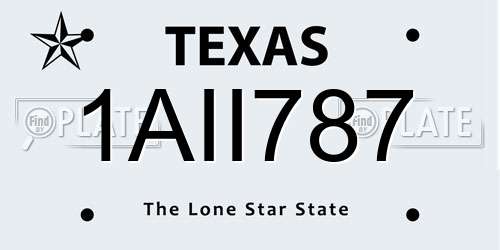 1AII787 Texas License Plate
