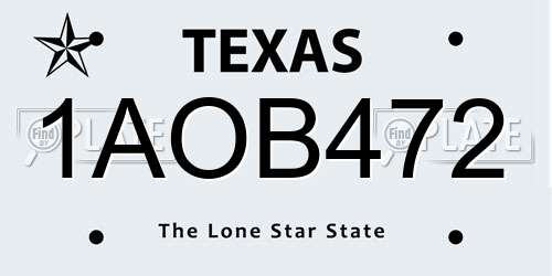 1AOB472 Texas License Plate