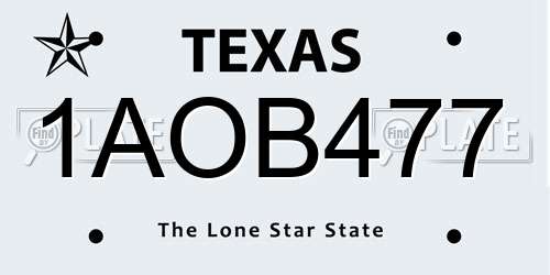 1AOB477 Texas License Plate