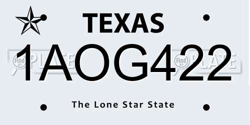 1AOG422 Texas License Plate