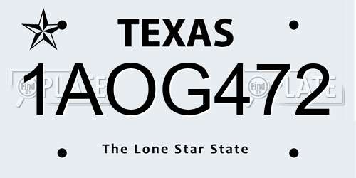 1AOG472 Texas License Plate