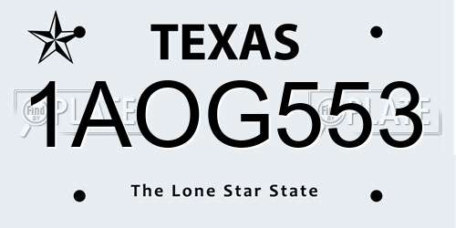 1AOG553 Texas License Plate