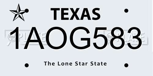 1AOG583 Texas License Plate