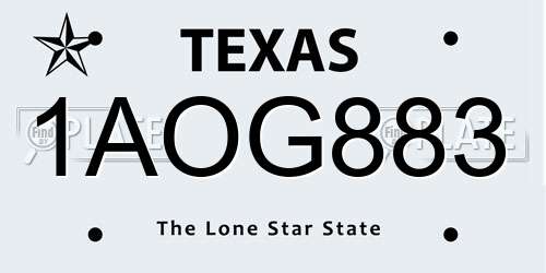 1AOG883 Texas License Plate