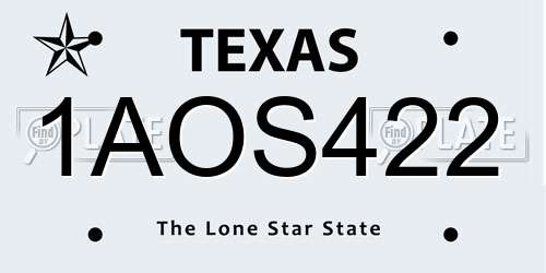 1AOS422 Texas License Plate