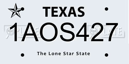 1AOS427 Texas License Plate