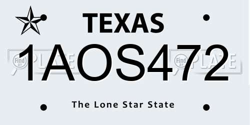 1AOS472 Texas License Plate