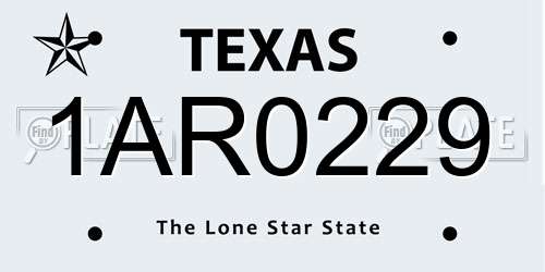 1AR0229 Texas License Plate