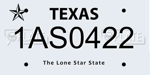 1AS0422 Texas License Plate