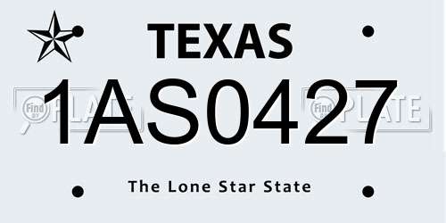 1AS0427 Texas License Plate