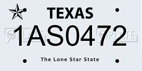 1AS0472 Texas License Plate