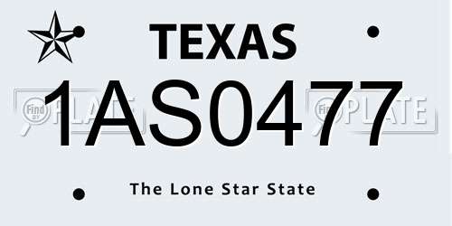 1AS0477 Texas License Plate