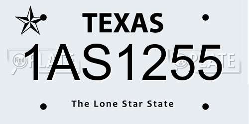 1AS1255 Texas License Plate
