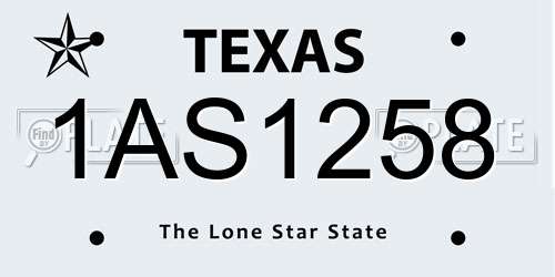 1AS1258 Texas License Plate