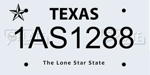 1AS1288 Texas License Plate