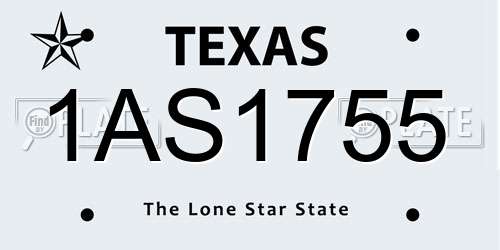 1AS1755 Texas License Plate